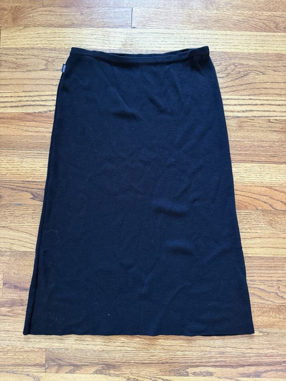 Vintage Moschino Jeans Black Wool Knit Pencil Midi Skirt Size 44 / US 10 C19